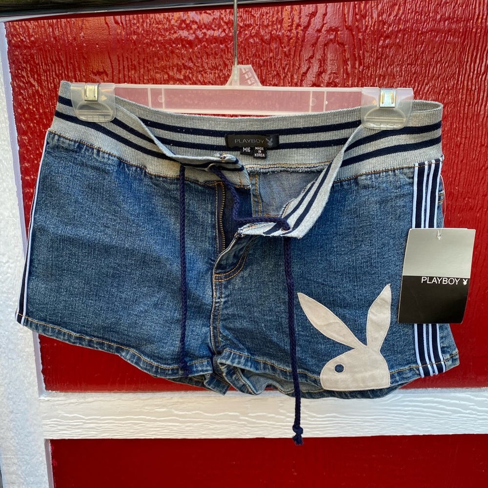 Denim jean shorts “Playboy” NWT size Medium M